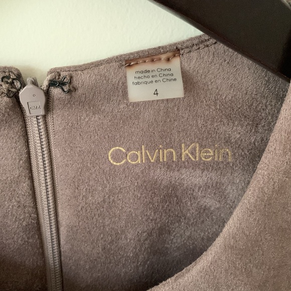 NWOT Calvin Klein beige,taupe faux suede, short sleeve fit and flare dress SZ 4 - Picture 2 of 13